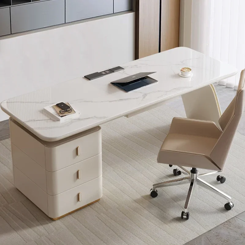 Minimalist Drawer Standing Desk, Administrative Workbench, Luxury Computer Desk