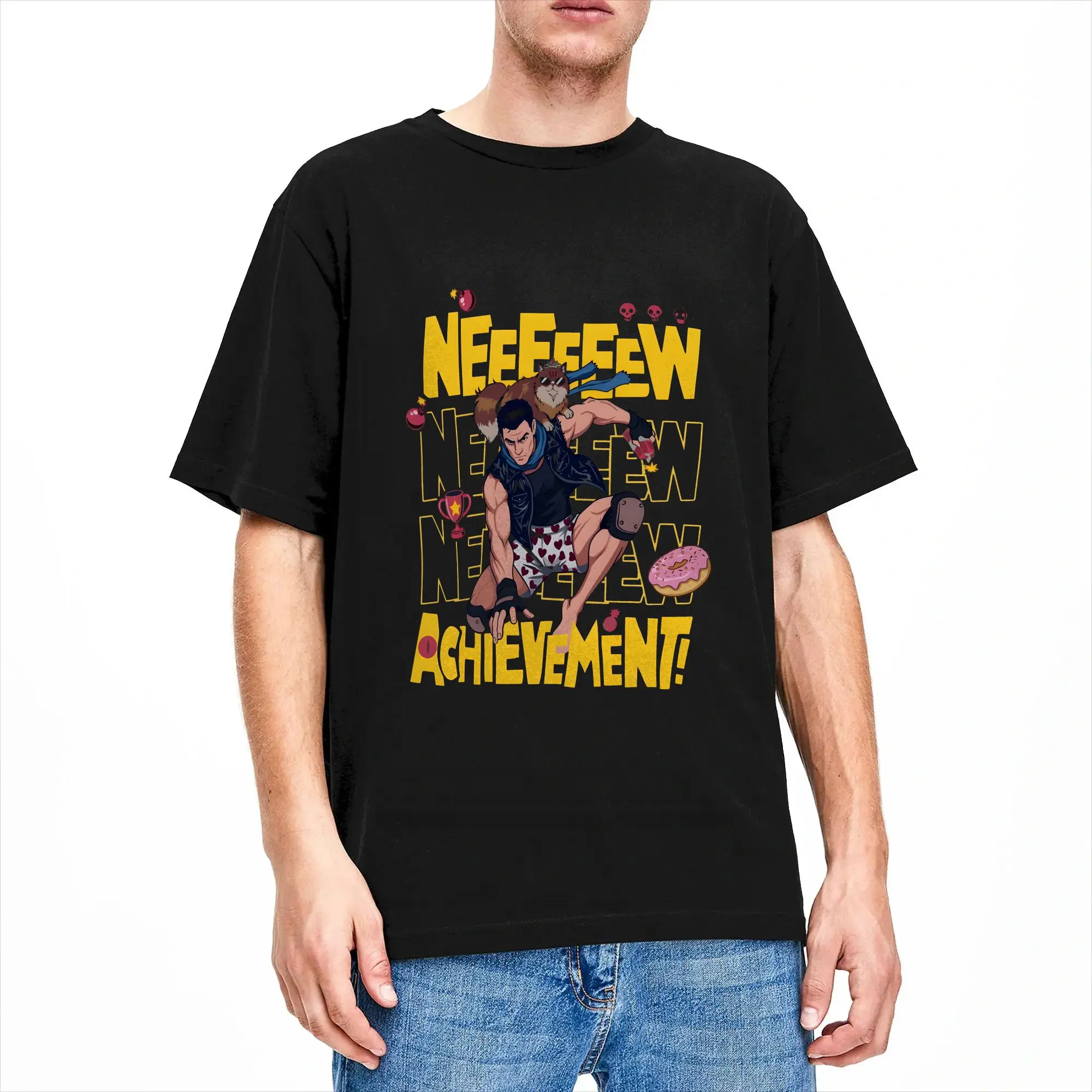 Oversized T Shirt Summer Dungeon Crawler Carl New Achievement Pose T Shirts 100 Cotton Tee Shirt for Men Short Sleeve Clothing