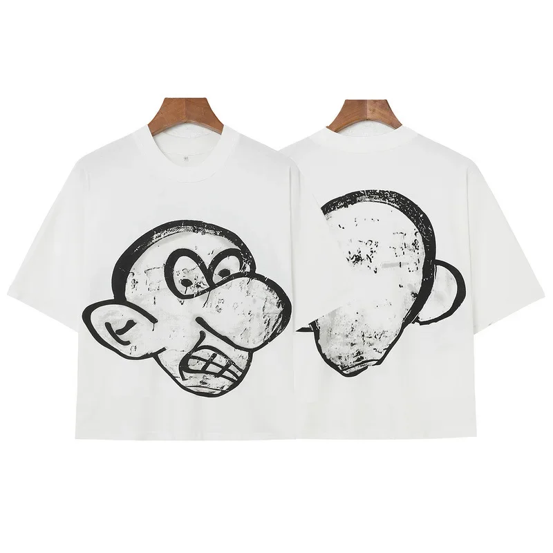 Blutosatire Boxy Fit Tee Creative Cartoon Printing Trendy Loose-fit Round Neck Short Sleeves Cross-border Style