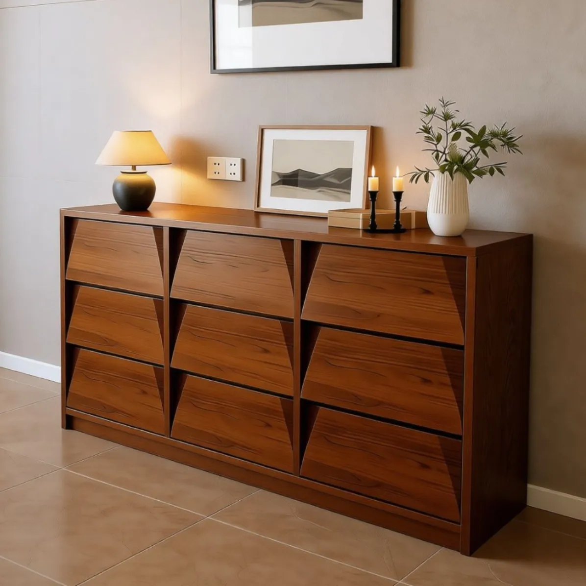 Side cabinet, chest cabinet, living room, household integrated, multi-layer low cabinet against the wall, bookcase storage