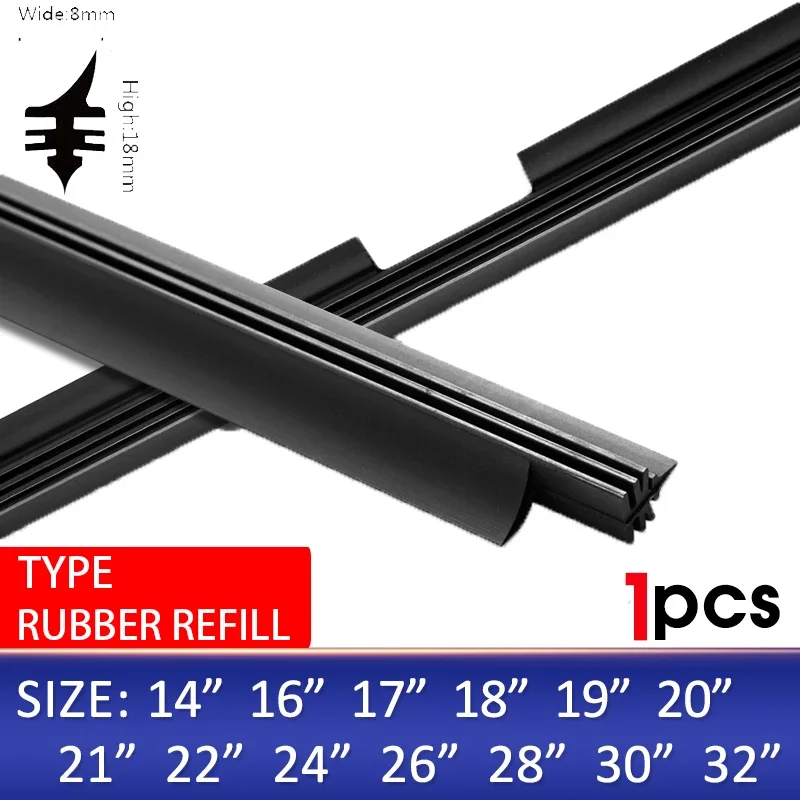 1PCS Car Wiper Blade Natural Rubber Replacement Strip Refill 8MM For Valeo Type Wipers 14