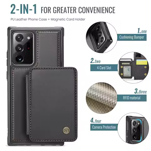 Magnetic Card Wallet Detachable Leather Case for Samsung Galaxy S24 Ultra S23 FE S22 Plus S21 S20 Note 20 Note10+ A52 A53 A54