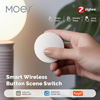 MOES Tuya ZigBee Smart Key Switch Mobile Setting Wireless Remote Key Controller Multi-scene Linkage Smart Switch Battery Powered