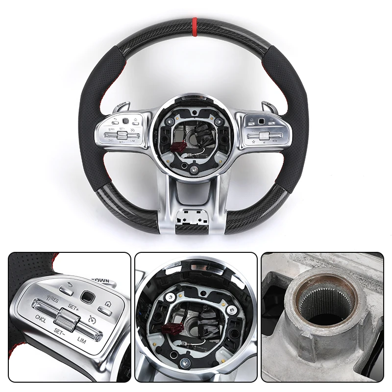 Custom Upgrade Leather Carbon Fiber Steering Wheel for Mercedes Benz S E Class W213 W205 W204 W222 W212 W221 GLC GLS GLB AGM GT