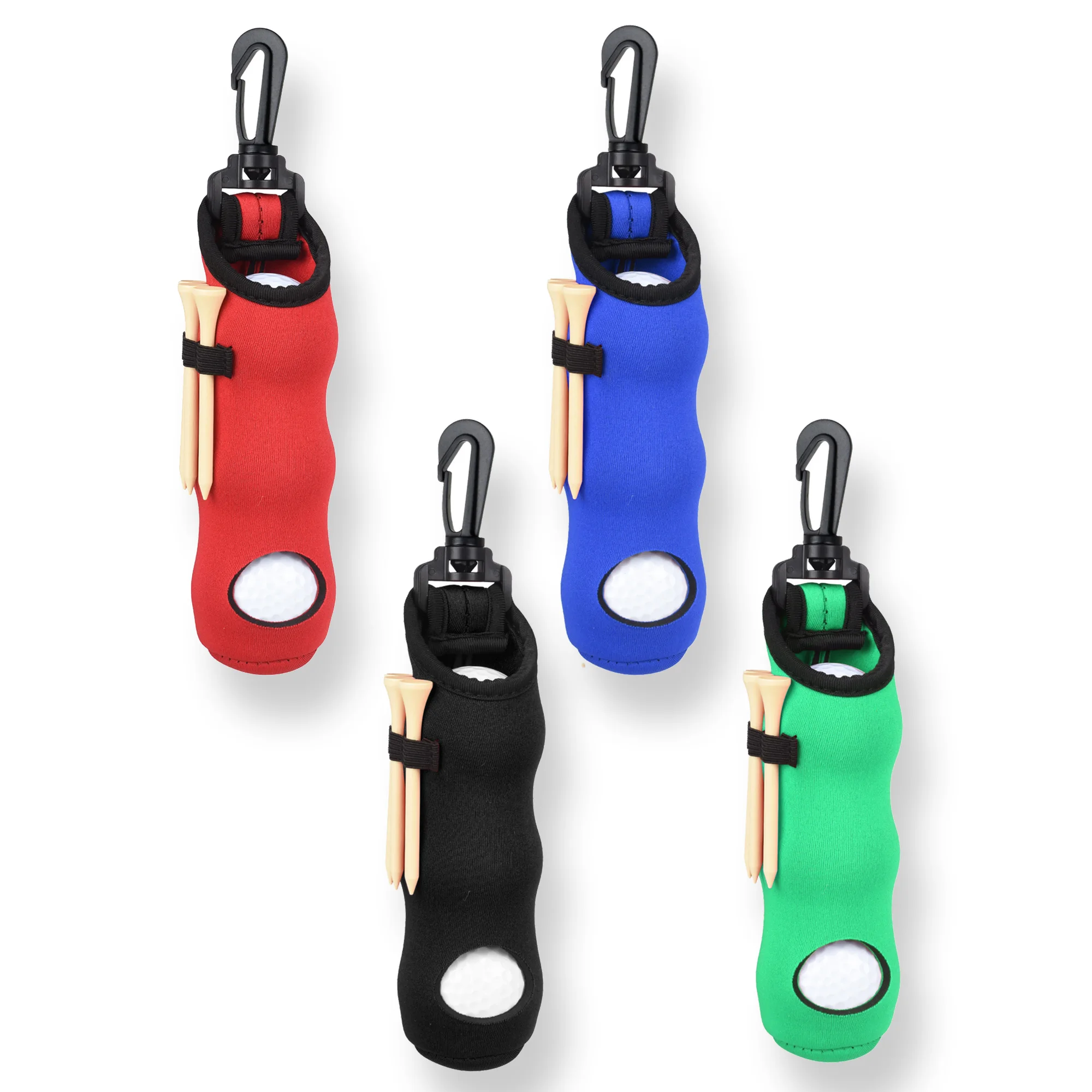 Golf Tee Holder Neoprene Golf Ball Carry Bag Pouch Golf Ball Holder Keychain Belt Clip Golf Gifts Accessories