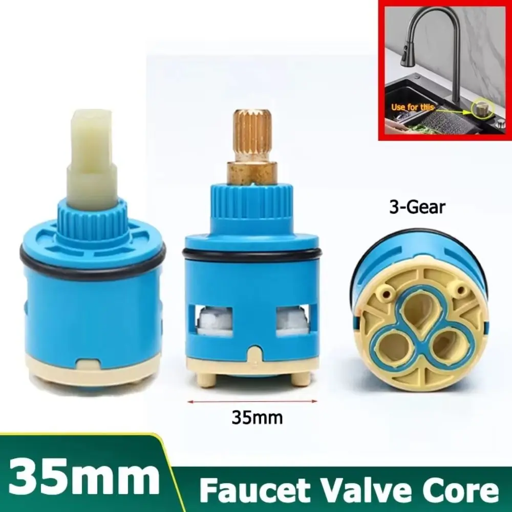 35mm Size Faucet Valve Core 2 Way Leak Proof Replacement Valve Double Output Hot/Cold Water Faucet Cartridge Shower Room