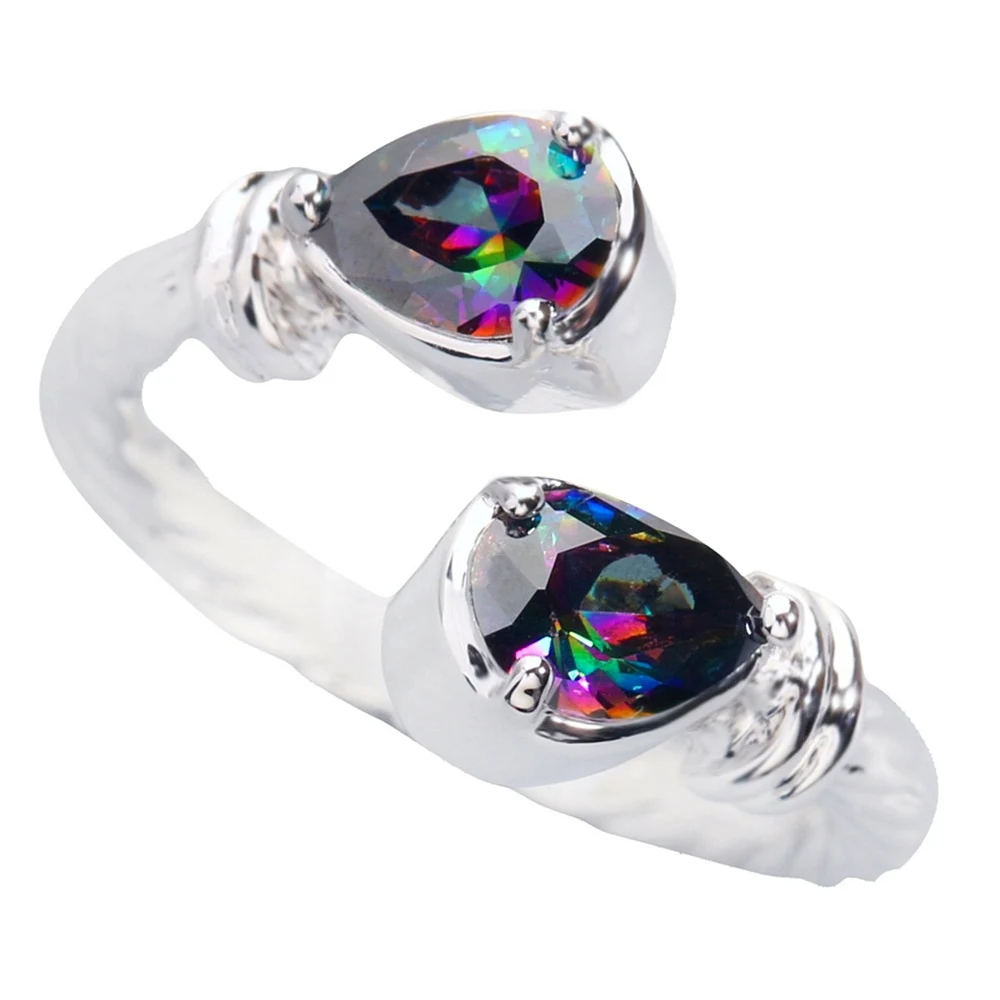 

4*6 мм, разноцветный топаз, искусственное серебряное кольцо