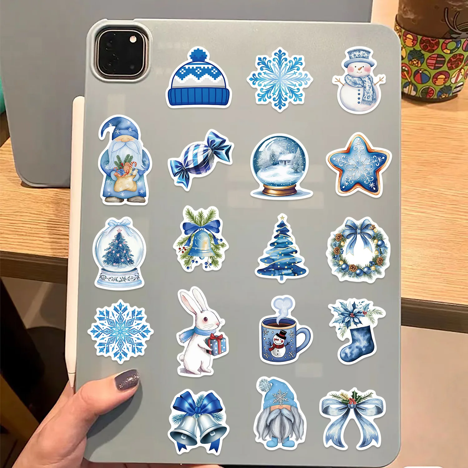 10/30/50Pcs Blue Winter Christmas sticker For Suitcase Skateboard Laptop Luggage Phone Styling DIY Decal Pegatina