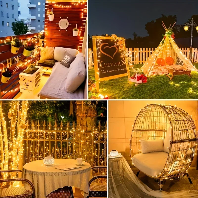50/100 LEDs Solar Twinkling Fairy Lights 8 Modes LED String Lights Outdoor 23/39FT for Garden Party Decoration Ambient Lighting image 5