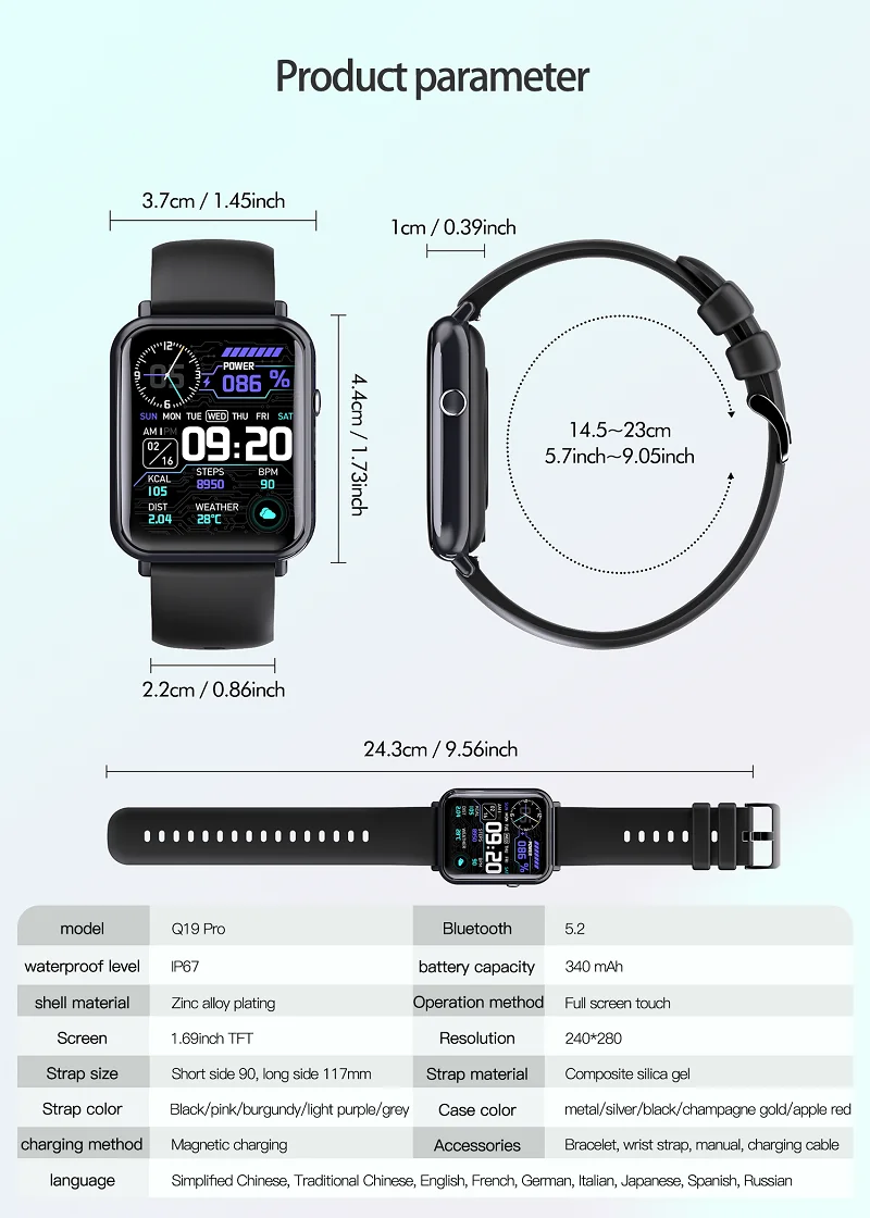 Q19pro Call Alert Bluetooth Smart Watch Bracelet Metal Business watch heart rate monitoring watch