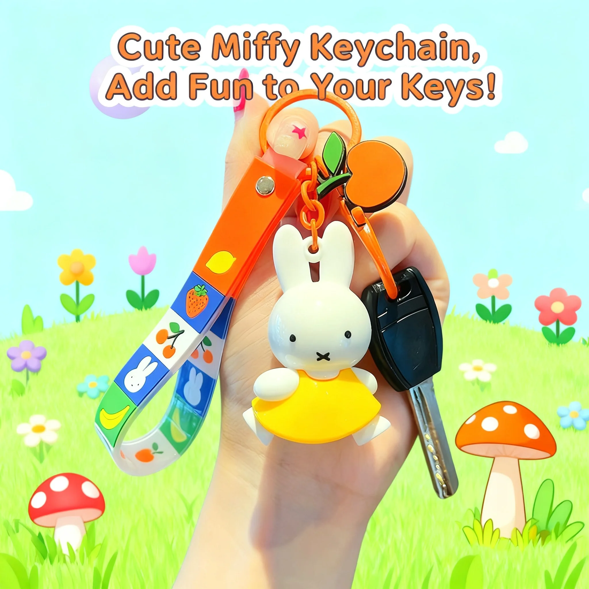 

Японский брелок-кролик Миффи в стиле каваи, мультяшный парный кулон для рюкзака, аксессуар для автомобильных ключей, креативный подарок на детский праздник
