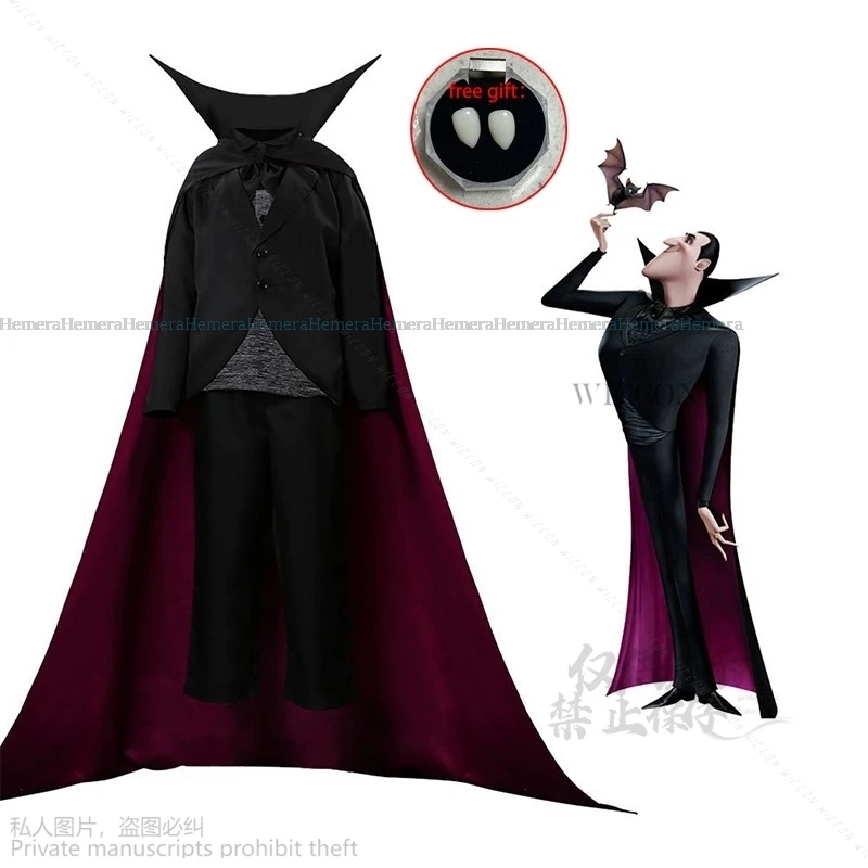 Anime Movie Dracula Costume Cosplay Regalo GRATUITO Protesi da vampiro Transformania Vestito Uniforme Halloween Mavis Vestito per le donne Uomini