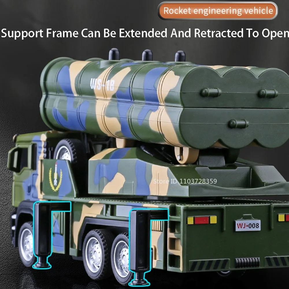 1:32 合金ミサイル車両モデルおもちゃ金属ダイキャストロケットランチャー車サウンドライトプルバック軍用車両男の子のためのギフト