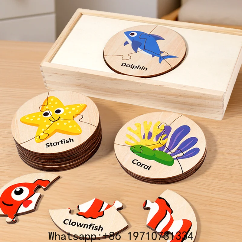 Children Montessori Educational Toys Wooden Circular Puzzle Marine Cognition Matching Game Early Preschool Toys for Kid Learning view 4