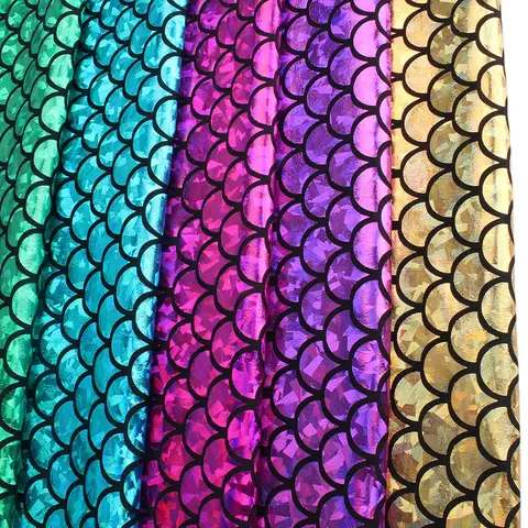 Sjöjungfrutyg Glittrig Hologram Baddräkt Fiskfjäll 2-vägs Stretchtyg Dansande Baddräkt 150cm x 50cm - Säljs per halvmeter 6 best sales stretchigt paljetttyg - №6