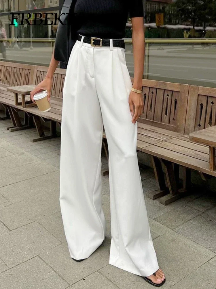 Elegante Damen hosen lässige Mode weiße hoch taillierte Hosen Herbst hundert einfache lose Damen anzug Hosen koreanische Mode