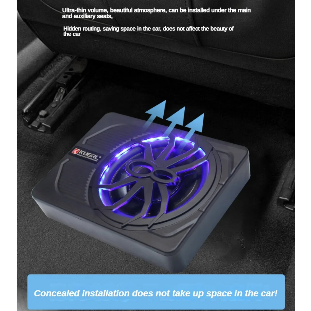 10 Inch RMS120w Car Audio Subwoofer Under Seat DC12v Amplified Car Subwoofer Co-pilot Subwoofer with Amplifier Audio System