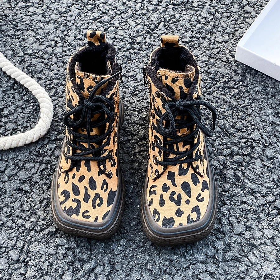 Opoee-zapatos versátiles de algodón para niños, botas cálidas y a la moda, edición coreana, invierno, novedad