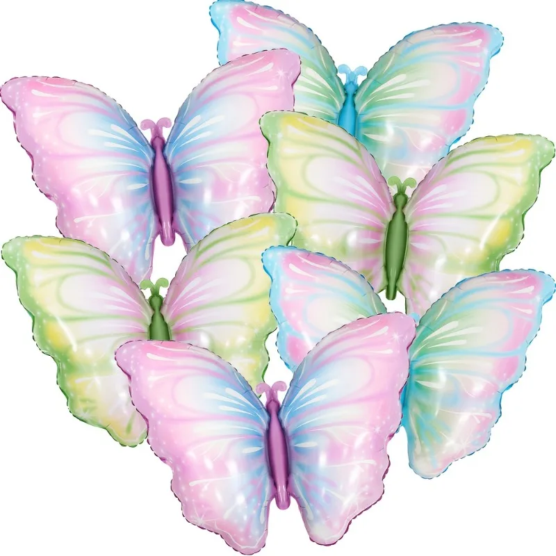 6-teiliges Schmetterlings-Ballonset mit Farbverlauf, perfekt für Schmetterlings-Themenpartys, Geburtstage und Hochzeitsdekorationen