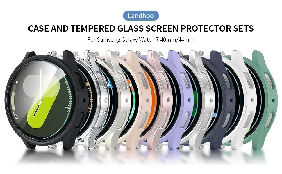 Чехол из закаленного стекла + ПК для Samsung Galaxy Watch 7/6/5/4, чехол 44 мм, 40 мм, полный бампер, защитная пленка для экрана Galaxy Watch FE, аксессуары