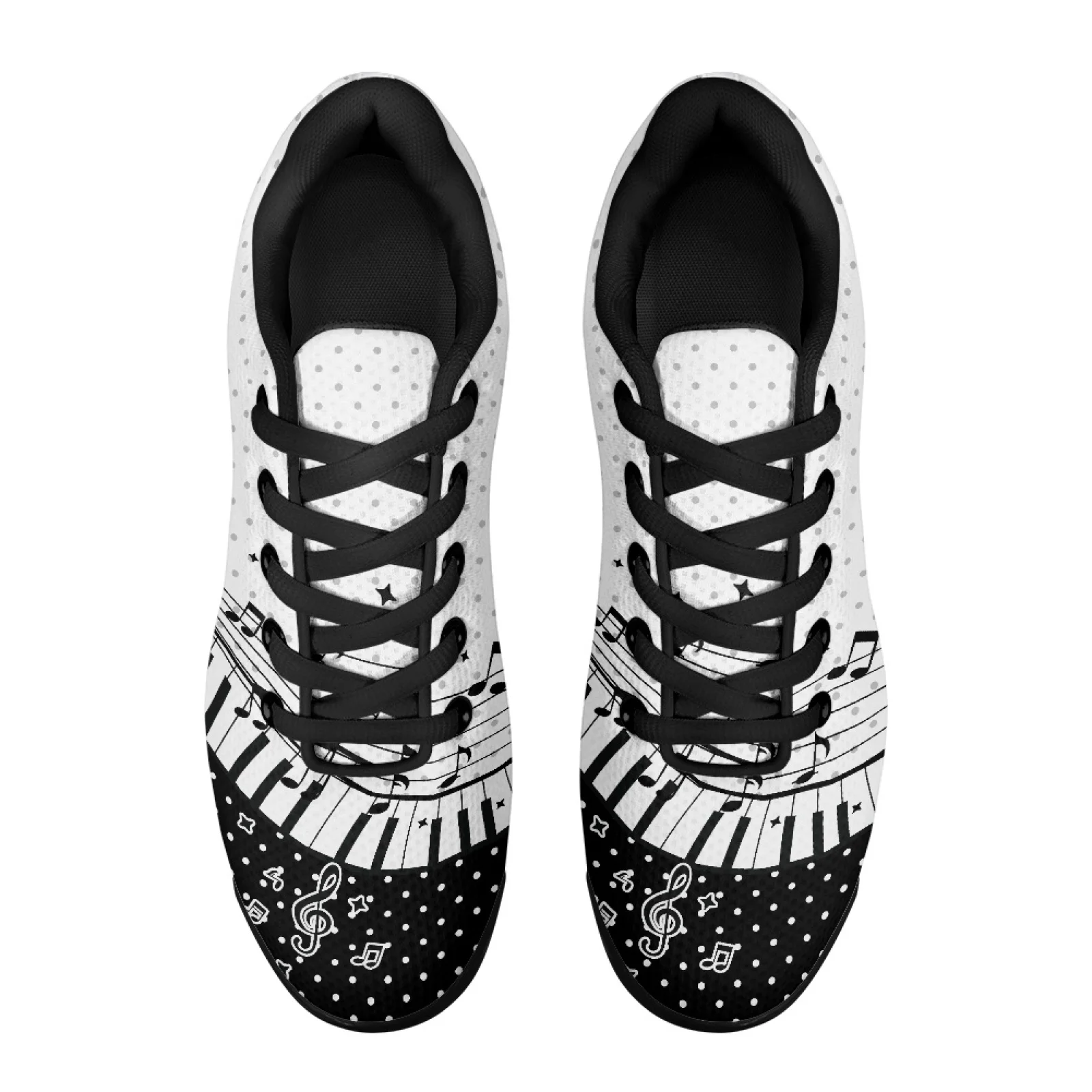 PENSTROLL Music Note Piano Pattern Mesh Jogger Athletic Sneakers for Men, Thick Soled Air Cushion Tennis Sport Cross Trainers
