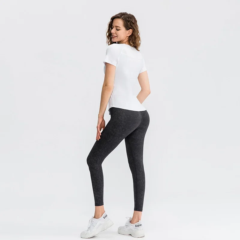 Camiseta deportiva de manga corta para mujer, ropa de Fitness para gimnasio, transpirable, secado rápido, camiseta ajustada para Yoga, camisetas para correr