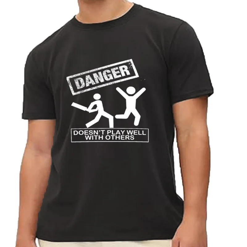 T-shirt en coton à séchage rapide pour hommes, vêtements Kawaii, Danger ne joue pas bien avec les autres