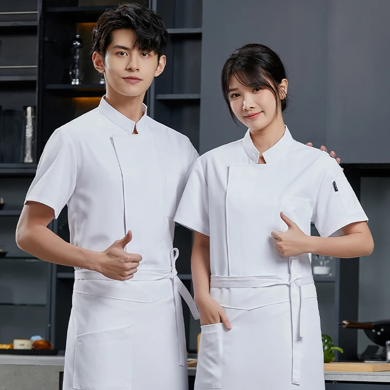 Cafeteria Waiter Uniforms Hotel Cooking Shirt Men's Chef Jacket Summer Restaurant Kitchen Coats Bakery Cafe Cook Waiter Clothes