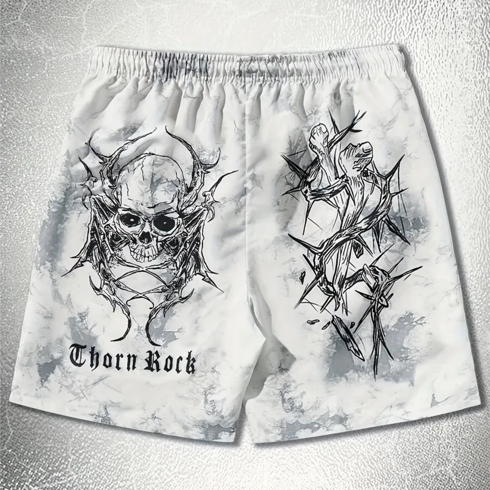 Men's stylish printed beach shorts with a skull 3D print. Lightweight and comfortable, these close-fitting shorts are suitable f