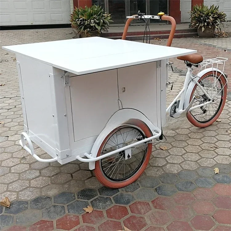 Three-wheeled human tricycle, craft tricycle, coffee, food bicycle