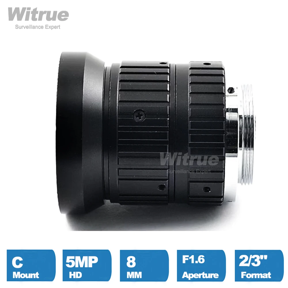 Witrue HD 5MP obiektyw kamery CCTV 8mm C zamontuj aperturę F1.6 Format obrazu 2/3 "do monitoringu dróg przemysłowych — zdjęcie 5
