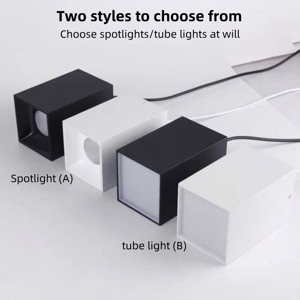 Dimmable 9W/12W Square Surface LED COB Tube Light for Indoor Lighting AC110V/220V Ceiling Mounted Hanging Line Spot without Open