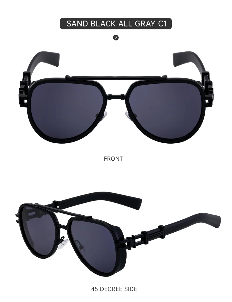 Vintage Punk Ovale Sonnenbrille für Damen und Herren 2026 Luxusmarken-Design Trendige Steampunk Doppelbalken-Sonnenbrille für Männer Retro-Brillen – Detail 12