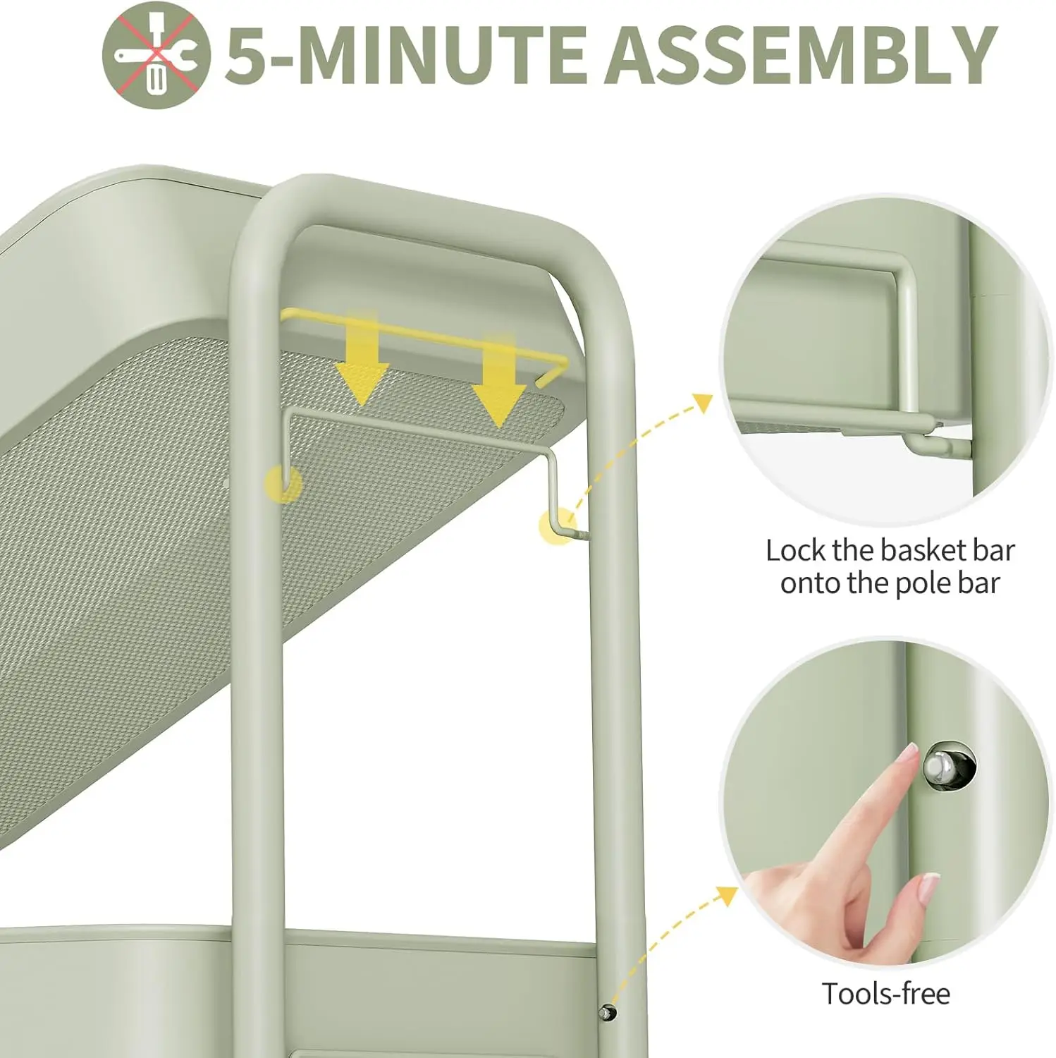 Compact View of the 4-Tier Rolling Cart