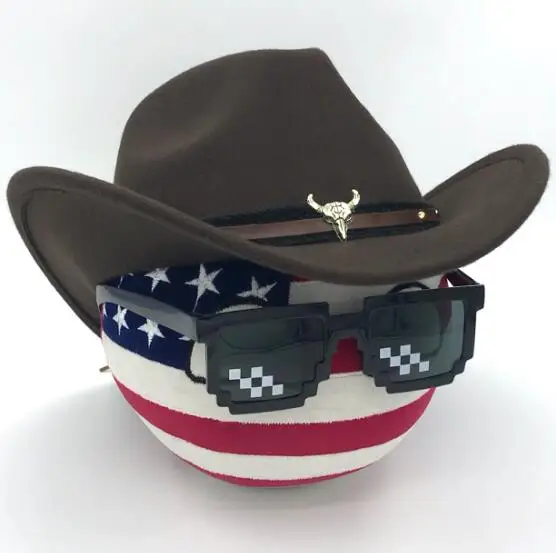 American Ball With Western Cowboy Hat