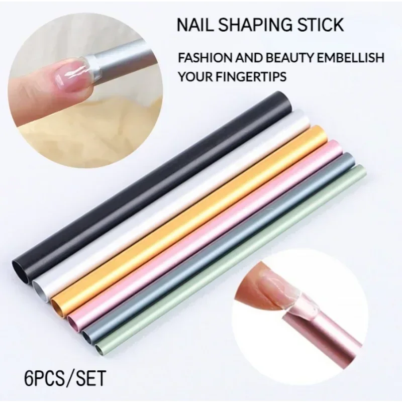 

6Pcs/Set Nail Art Sculpting Rod Metal Double-ended Plasticity Tube Rod C Curve Crystal Pen Nail Art UV Gel Manicure Tools