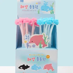 1 Pcs Creative Cartoon Cute Whale Silica Gel Pen School Office Supplies Stationery Gift 0.5mm Black Ink Pen Plastic Material