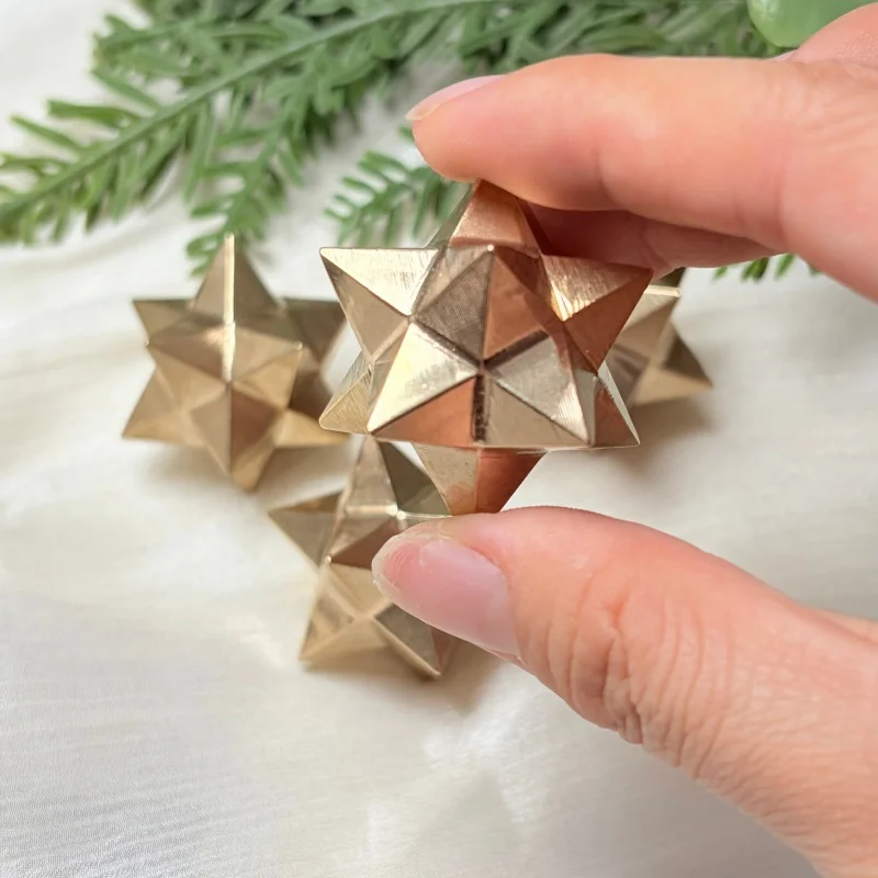 1pc Natural Random Pyrite Quartz Merkaba Star Polished Golden Geometric Craft Stone Home Office Desktop Decor Crystal Gift