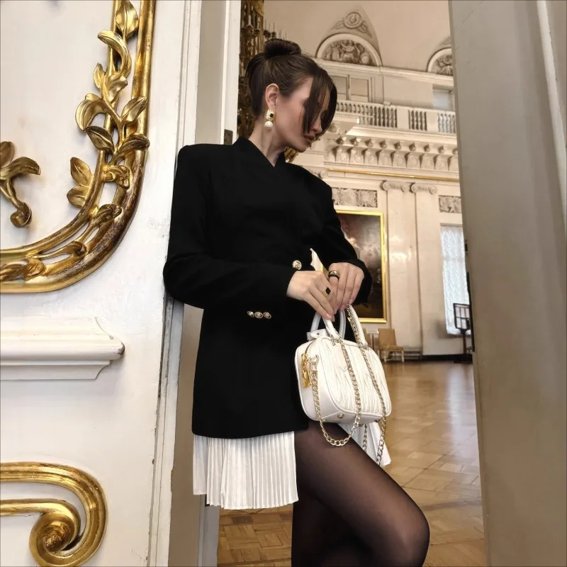 French Tops High Design Sense Casual Small Suit New Versatile Jacket Splicing Skirt Blazer Fashion  High Street Fashion Coat