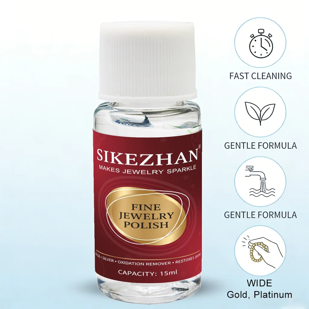 SIKEZHAN Jewelry Cleaner Solution for Sterling Silver, Pure Gold & Platinum–Fast Tarnish Remover & Oxidation Cleaning Kit