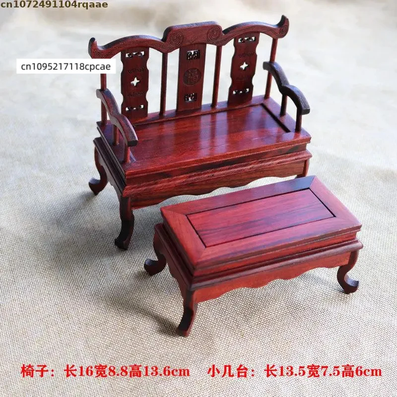 Home & Scene Decoration Retro Chinese Miniature Wooden Furniture Collection Dollhouse Table Chair Screen