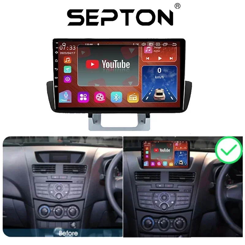 SEPTON 8+128G Android 13 Car Stereo Radio For Mazda BT-50 BT50 2011 - 2020 Multimedia Player CarPlay 4G GPS WIFI Car Radio