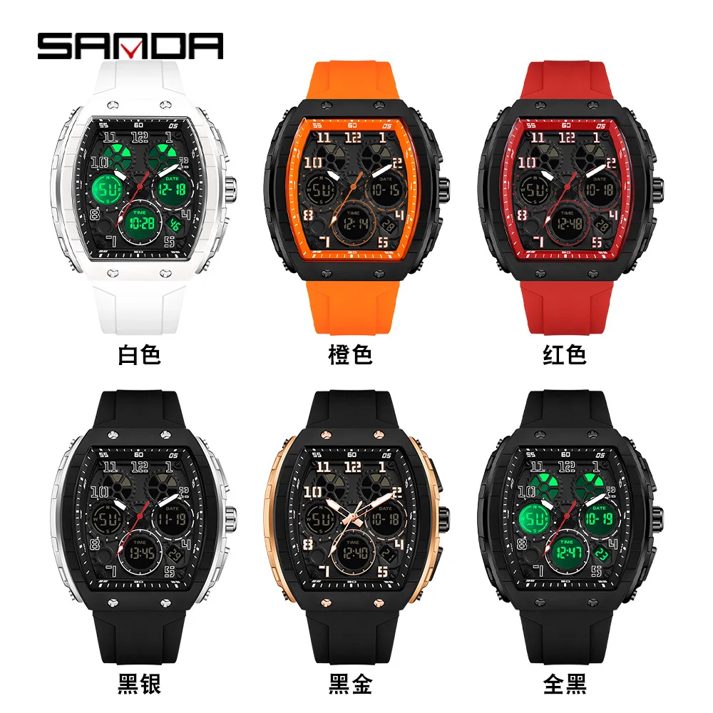 SANDA 6157 Top Brand Digital Watch Men Sport Watches Electronic LED Male Wrist Watch For Men Clock Outdoor Waterproof Wristwatch