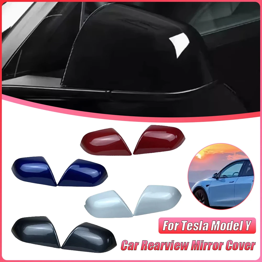 Car Rearview Mirror Cover for Tesla Model Y Auto Exterior White Black Blue ABS Door Side Rear View Mirror Shell Cap Replacement