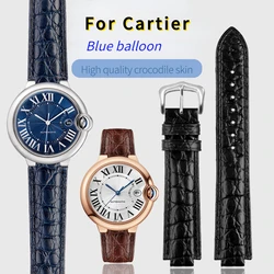 18-11mm 20-12mm Crocodile Genuine Leather Watchband For Cartier Blue Balloon Wsbb0025 Bracelet Watch Men's Women's Replace Strap