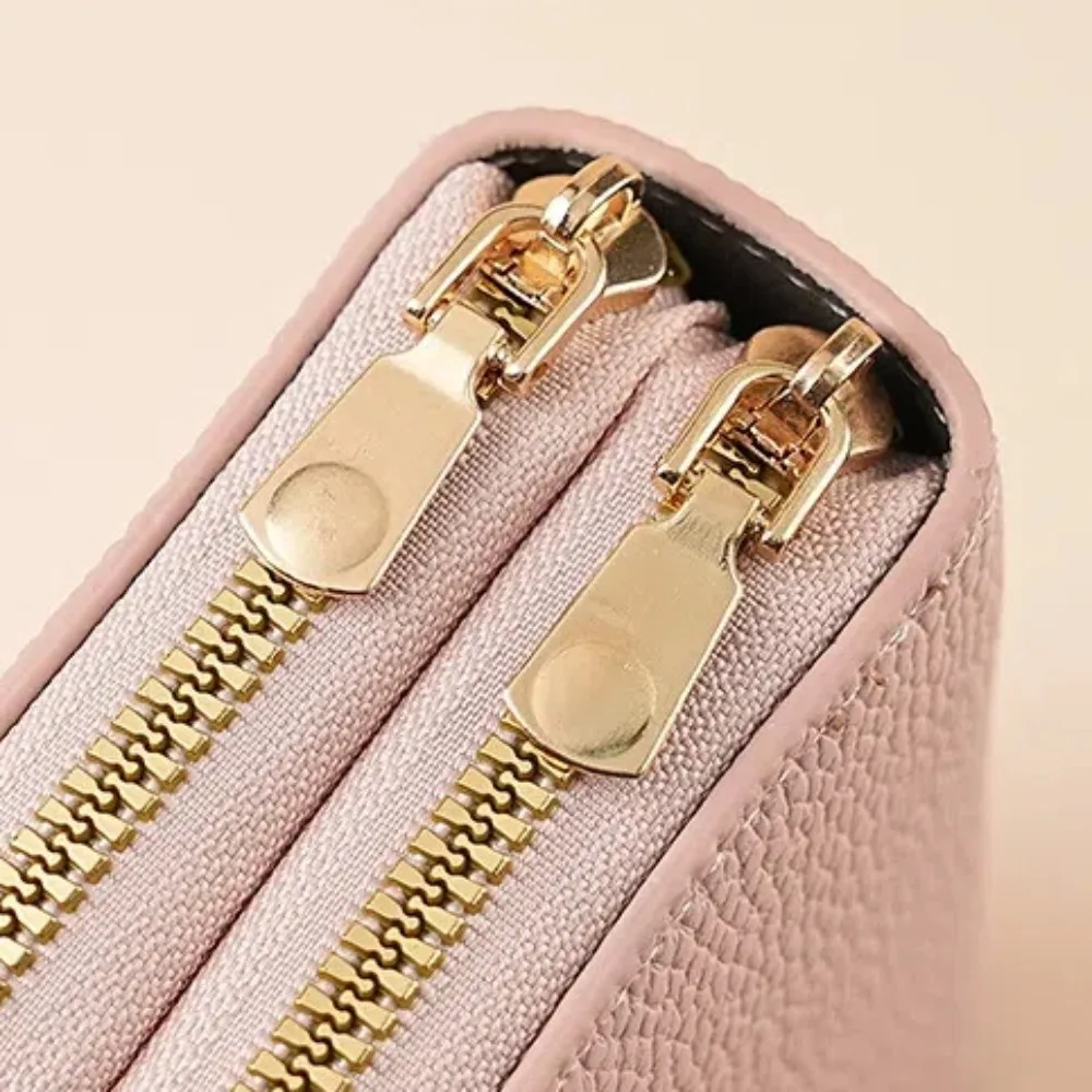 Double Layer Zipper Women's Wallet Multi Card Slot Compact Design Coin Purse Multi-Function Large Capacity Short Wallet Ladies