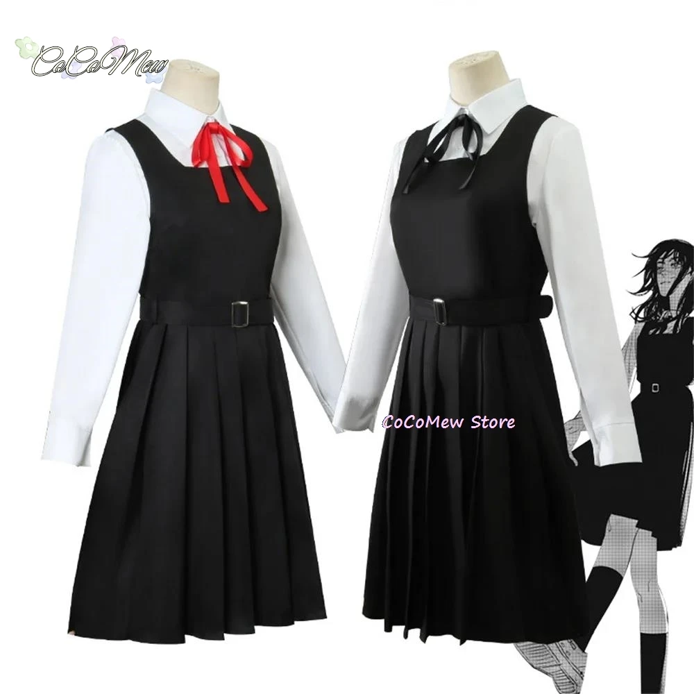 أنيمي بالمنشار تأثيري زي للفتيات ، فستان Mitaka Asa ، ربطة عنق سوداء حمراء ، زي موحد للنساء ، ملابس هالوين للفتيات