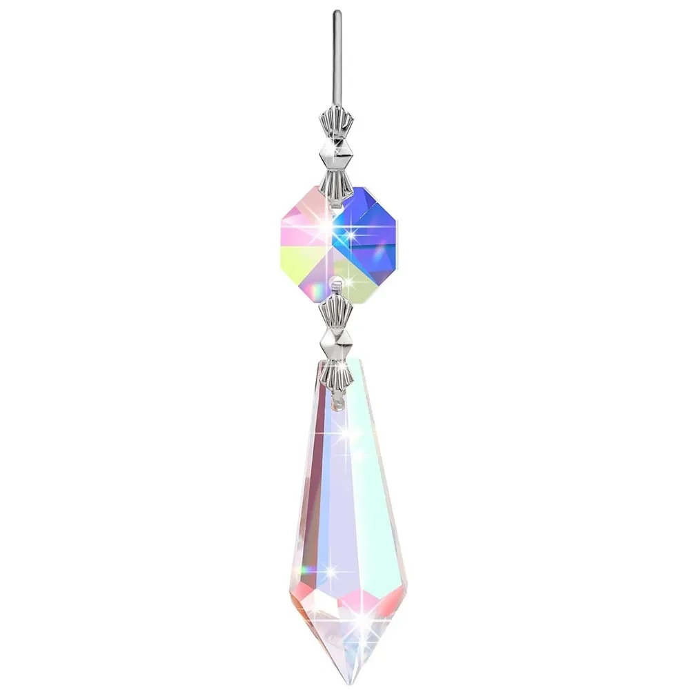 20pcs 38mm AB Crystal Icicle Prisms Suncatcher Chandelier Crystals Icicle Pendants Drops Lamp Prisms Parts Candle Holders