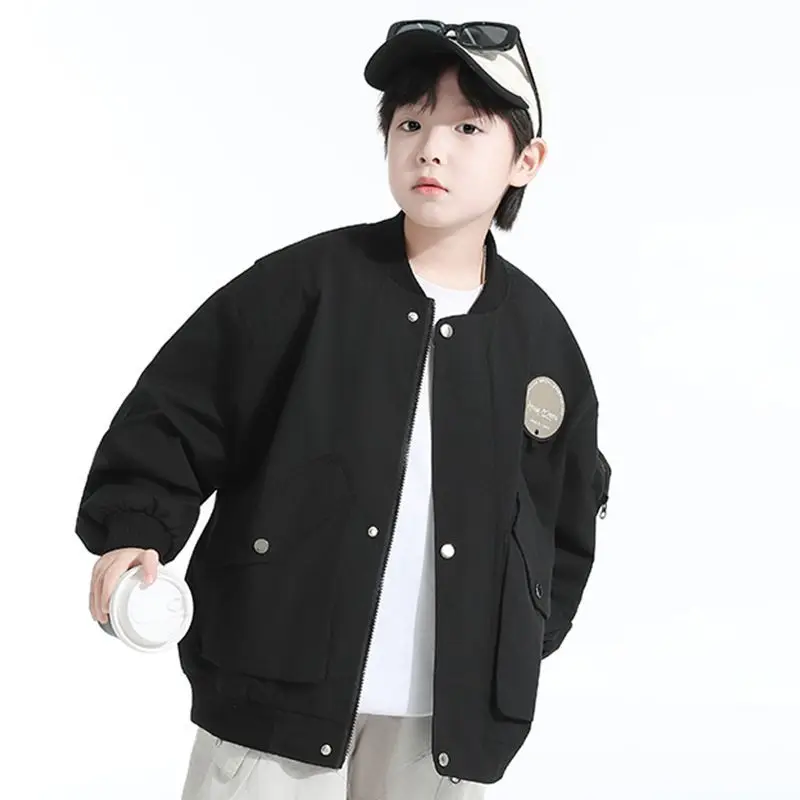 Korean Style Baseball Jacket Autumn Winter Kids' Jacket 2025 New Arrival Boys' Versatile Hoodie Spring Autumn Clothing