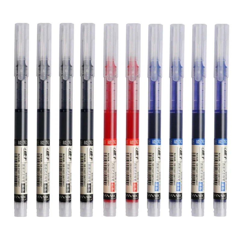 3/6/10Pcs Exam Signature Gel Pen 0.5mm Black Blue Ink School Office Student Ballpoint Straight Pens Writing Stationery School